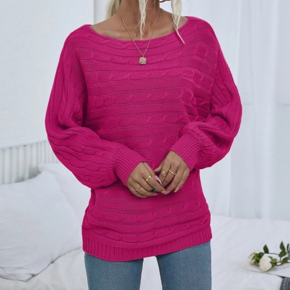 Cozy Cable Knit Oversized Sweater Top - Picture 11 of 13